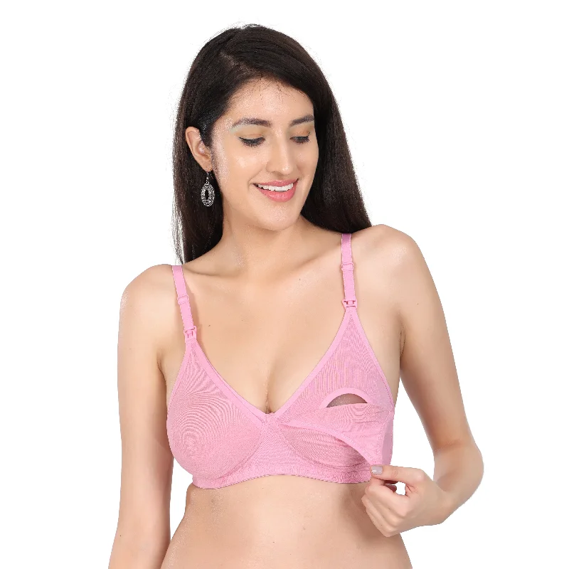 Bamboo Fabric Nursing Bra Maternity Bra For Breast feeding Women | Baby Pink