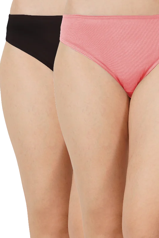 Bamboo Fabric Low Waist Underwear Pack of 2 | Peach + Black