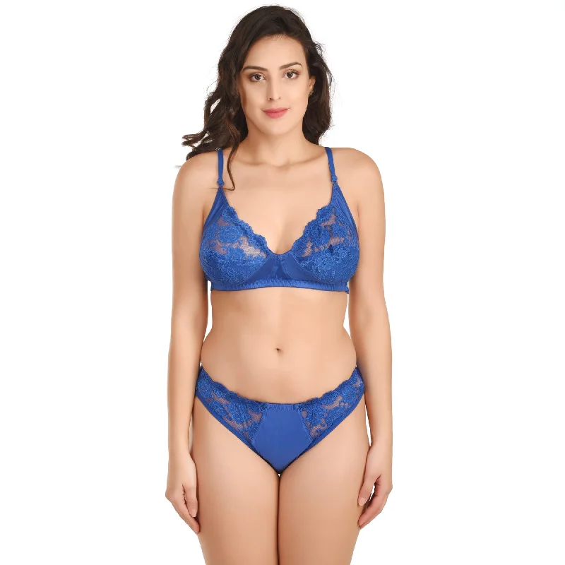 Lace Bra Panty Lingerie Set | Blue