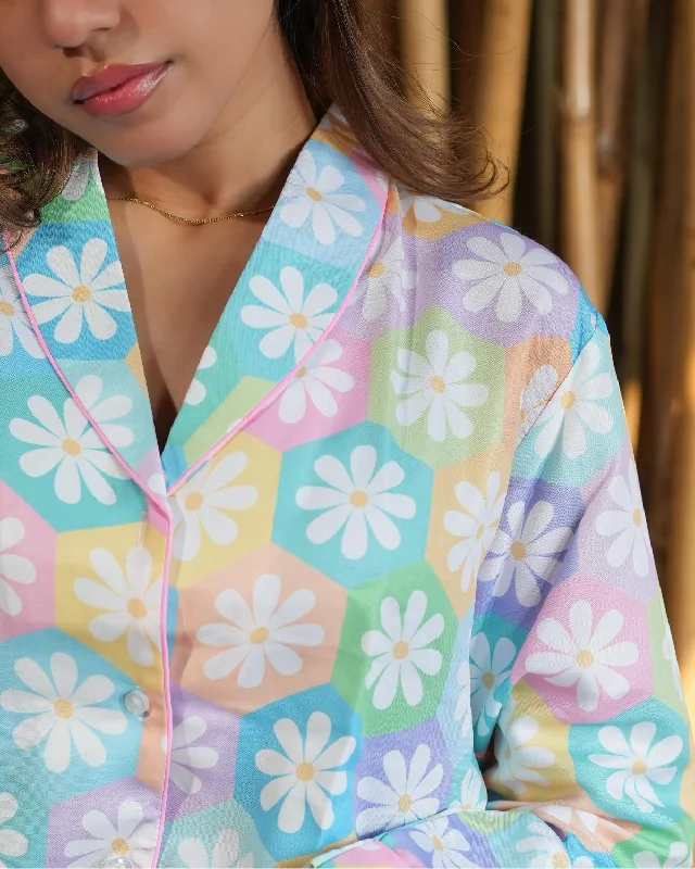 Pastel Flower Pajama Set Nightwear Set