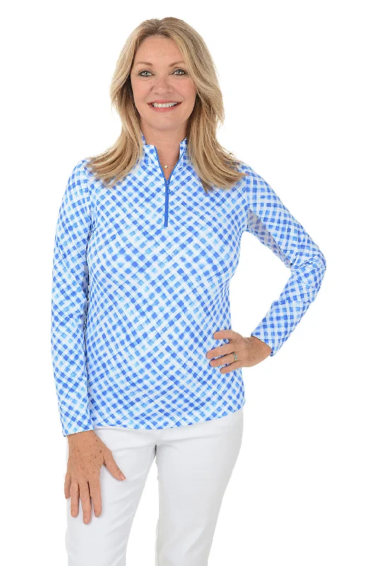 Blue Gingham Check UPF50+ Sun Shirt