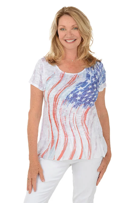 Patriotic Flag Burnout Knit Top