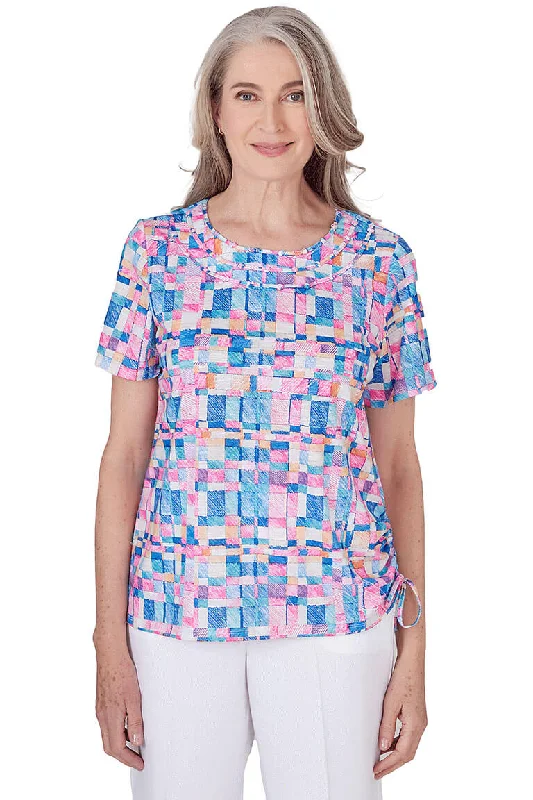 Petite Paradise Island Patchwork Knotted Neck Tee