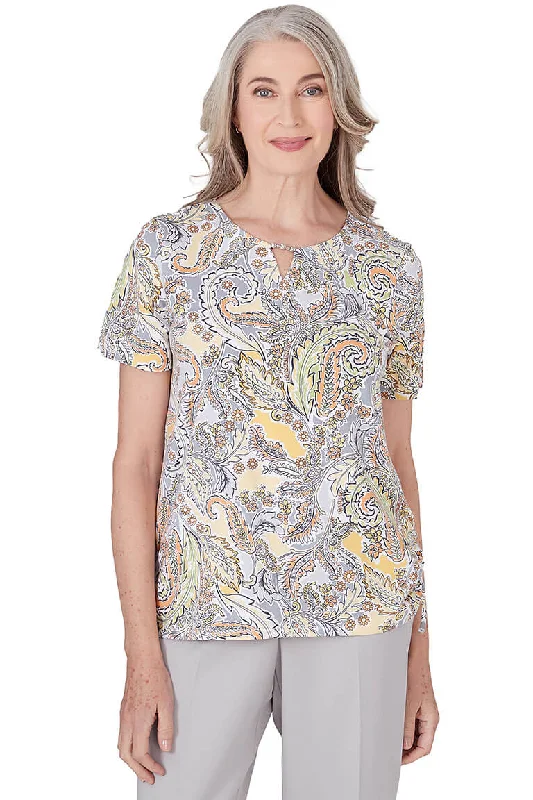 Petite Charleston Paisley Side-Tie Tee