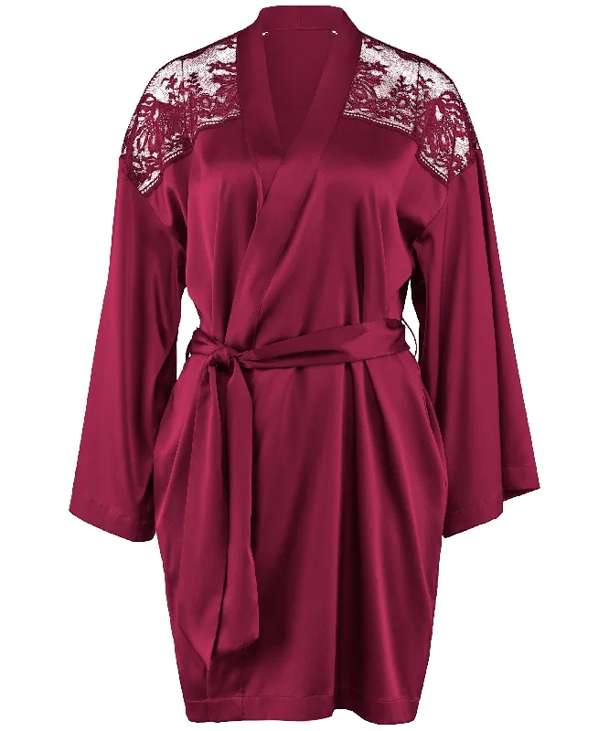 Aubade Midnight Whisper Silk Kimono Crimson