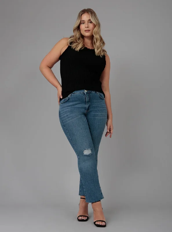 BILLIE-DIS High Rise Bootcut Jeans - Dim Sky