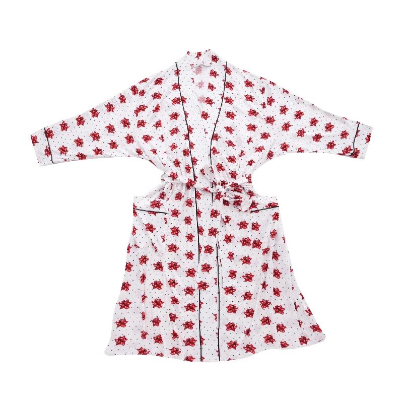 Christmas Bows Women's Bamboo Robe