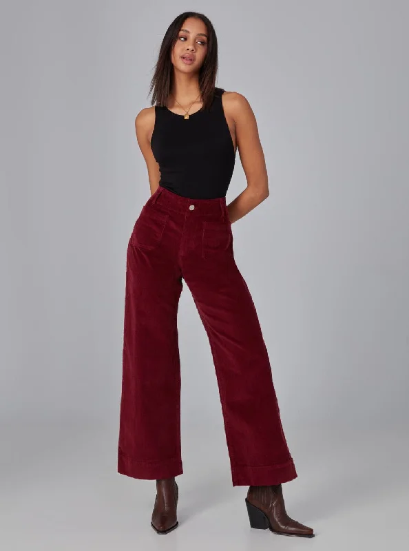 COLETTE-MC High Rise Wide Leg Jeans - Merlot Corduroy