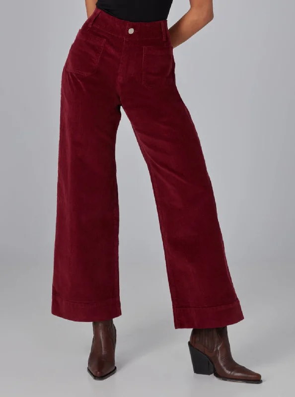 COLETTE-MC High Rise Wide Leg Jeans - Merlot Corduroy