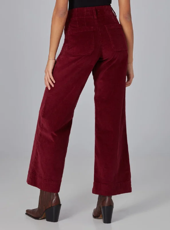 COLETTE-MC High Rise Wide Leg Jeans - Merlot Corduroy