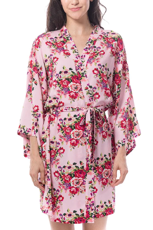 Cotton Floral Blossom Robe Pink