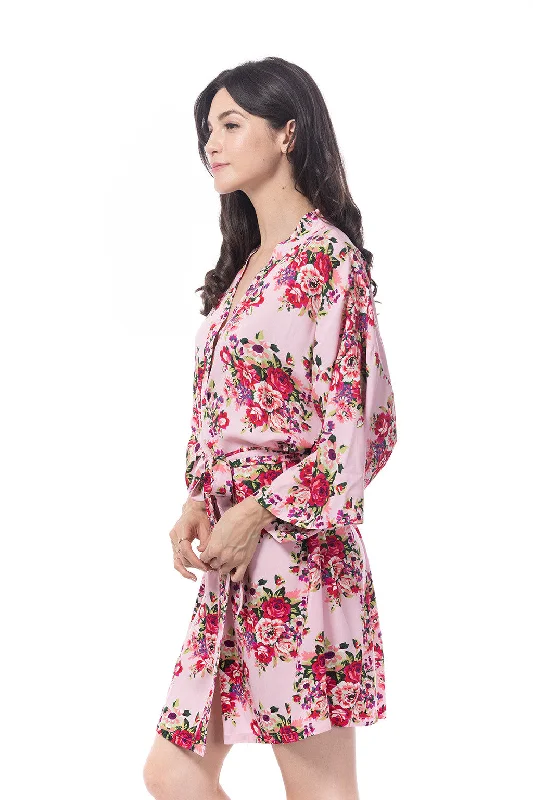 Cotton Floral Blossom Robe Pink