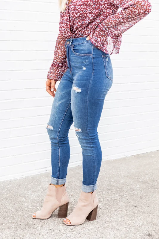 Ginger Distressed Medium Wash Skinny Jeans FINAL SALE