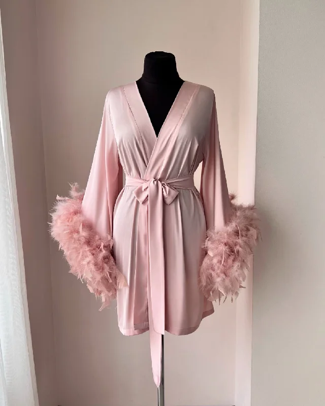 Feather robe bridesmaid Pink Handmade