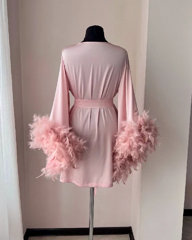 Feather robe bridesmaid Pink Handmade