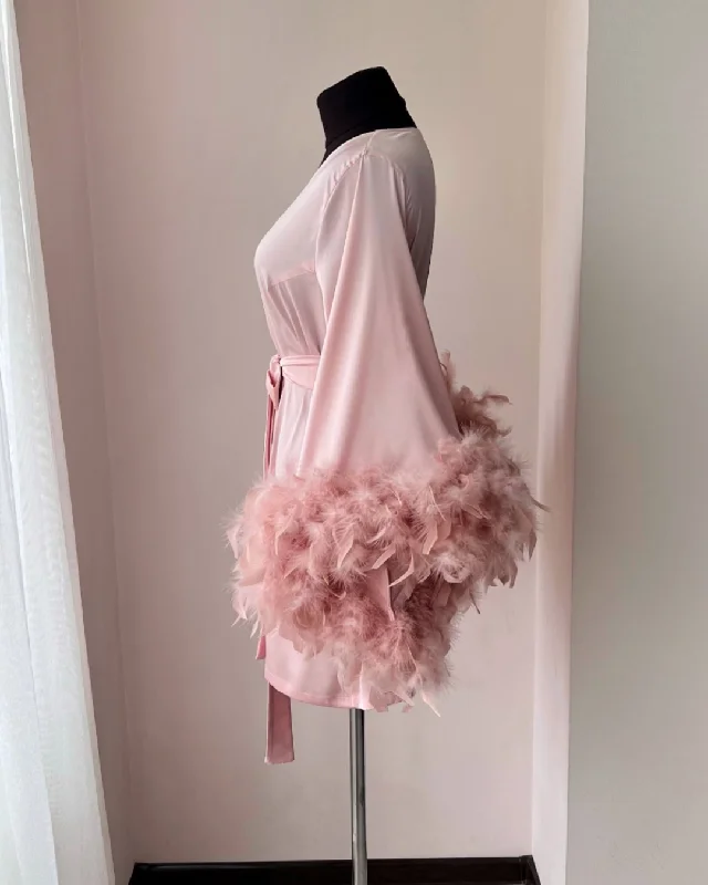 Feather robe bridesmaid Pink Handmade