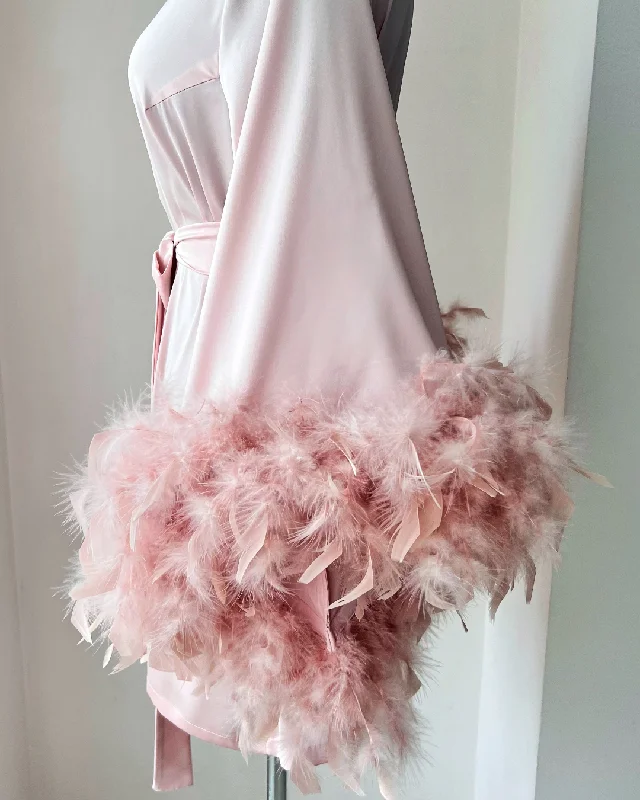 Feather robe bridesmaid Pink Handmade