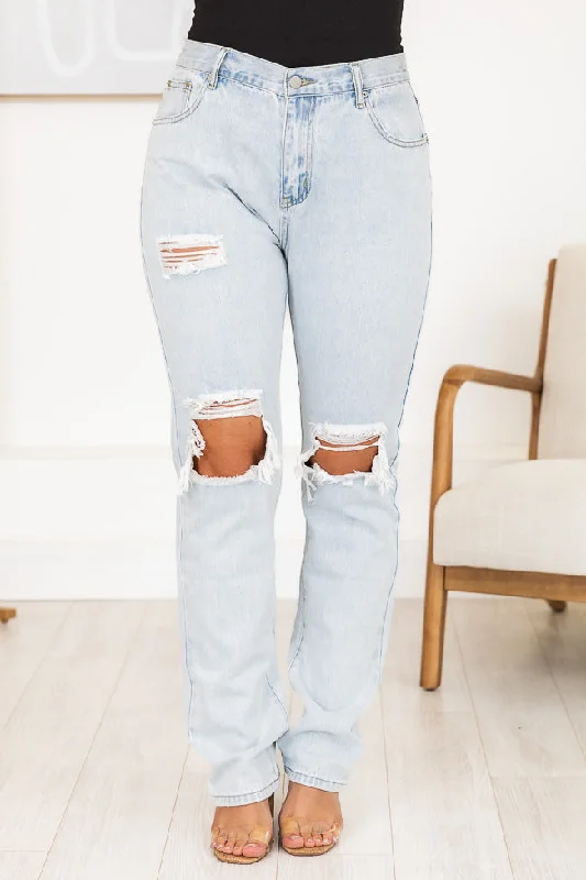 Jacey Light Wash Distressed Straight Leg Jeans FINAL SALE