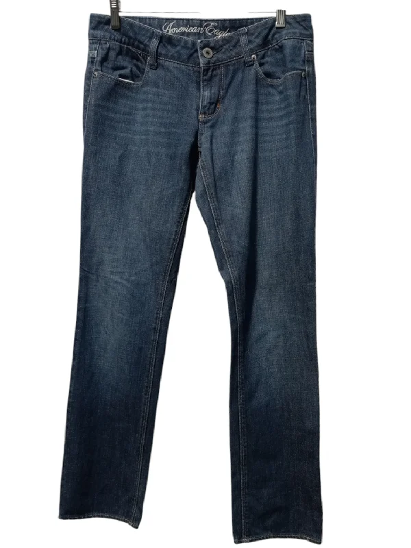 Jeans Straight By American Eagle In Blue Denim, Size: 6