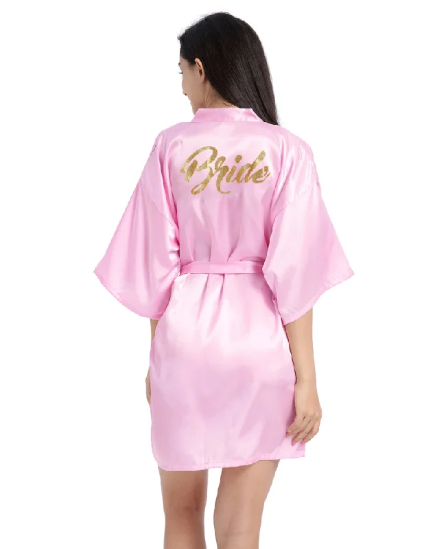 Satin back bronzing bridal robe