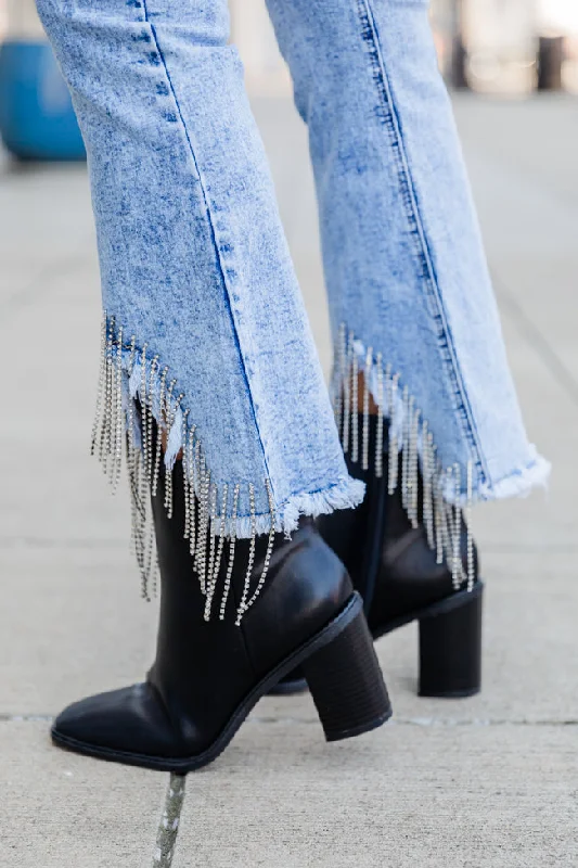 Still Bejeweled Diamond Fringe Flare Jeans