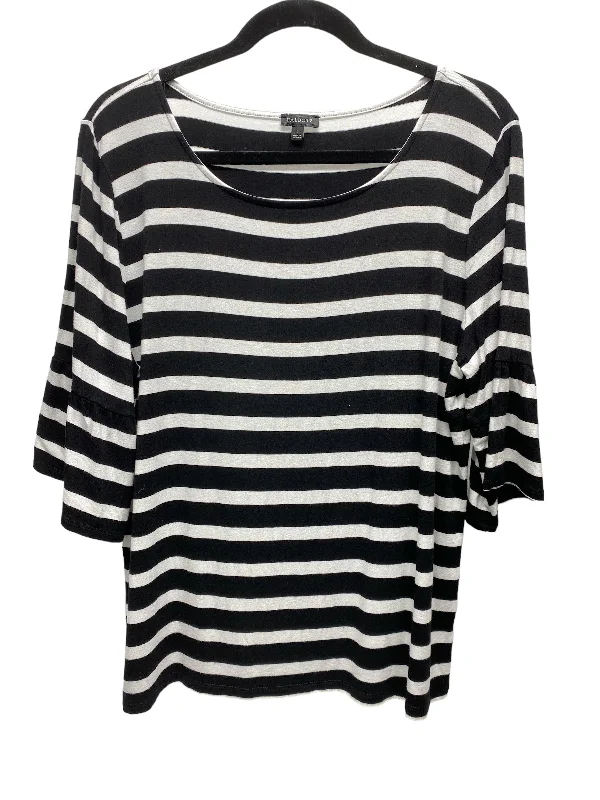 Top 3/4 Sleeve By Talbots In Black & White, Size: L