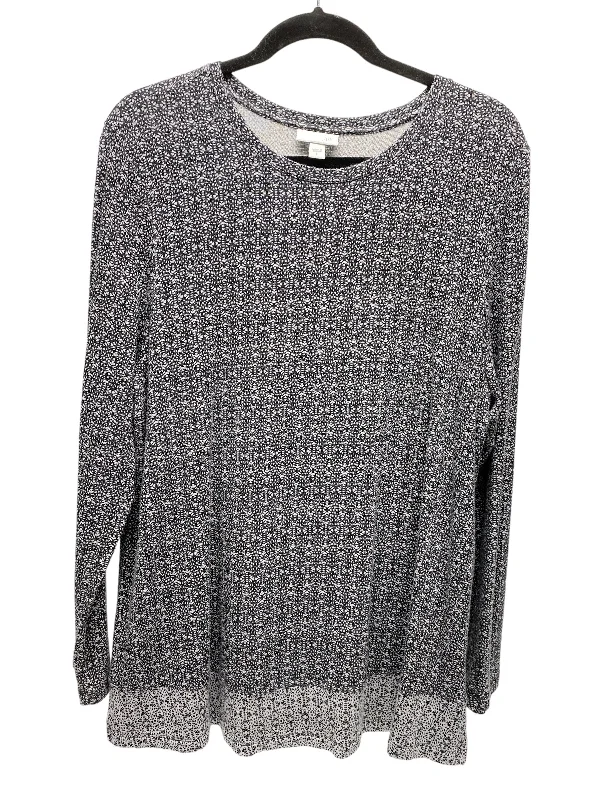 Top Long Sleeve By J. Jill In Black & Grey, Size: L