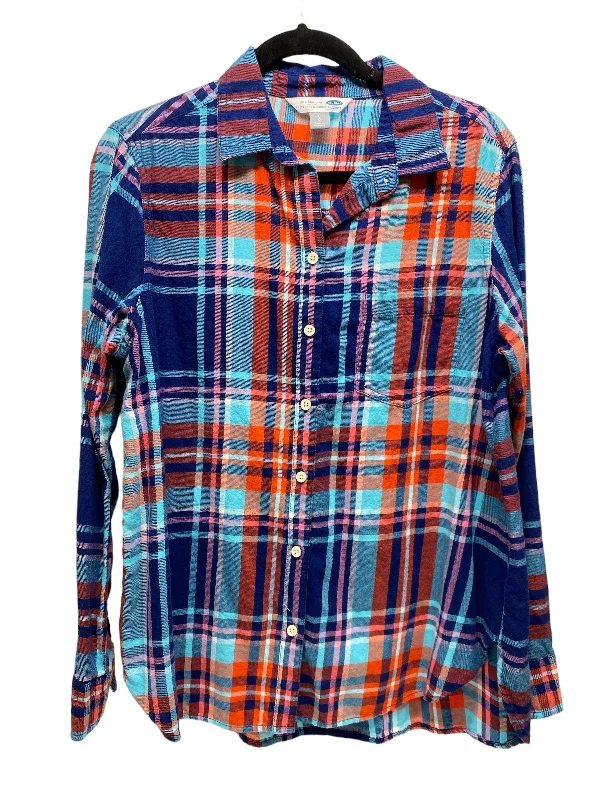 Top Long Sleeve By Old Navy In Plaid, Size: L