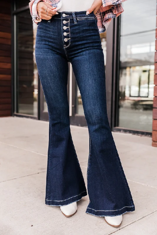 Whitney Button Front Dark Wash Flare Jeans FINAL SALE