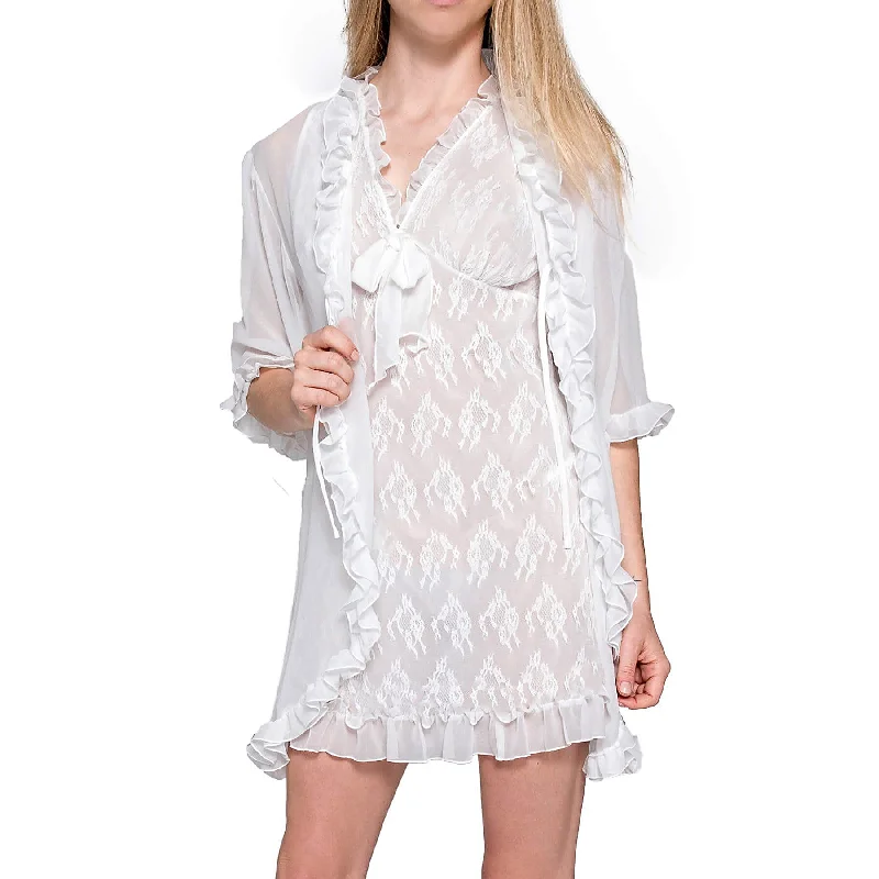 Chantilly Short Nightgown and Cover Up - White