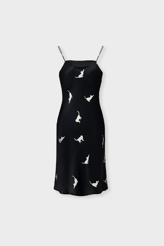 Cats Edition Silk Cami Slip Dress