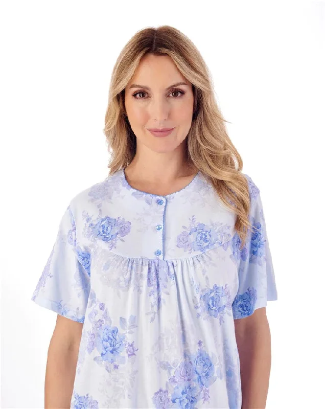 Slenderella-100% Jersey Cotton-42''Nightdress-ND01132-Blue