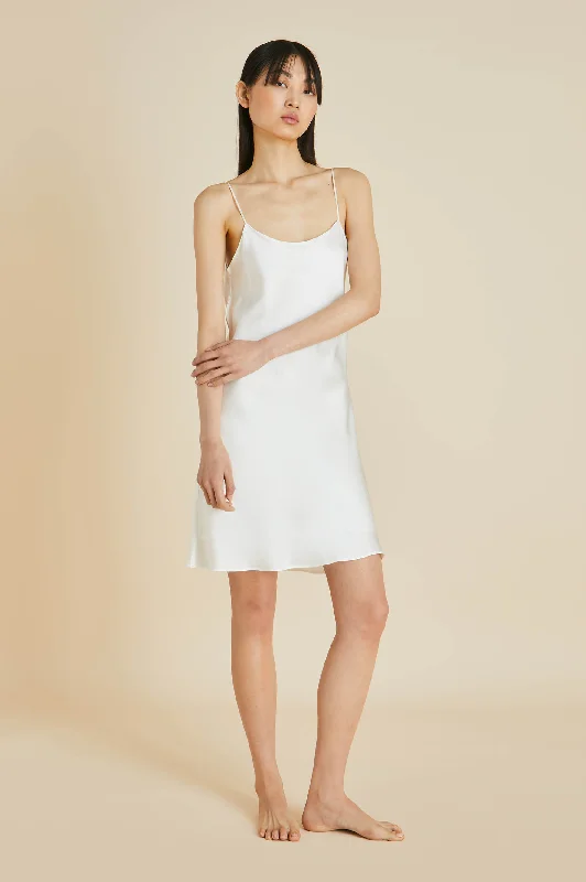 Venus Ivory Slip Dress in Silk Satin