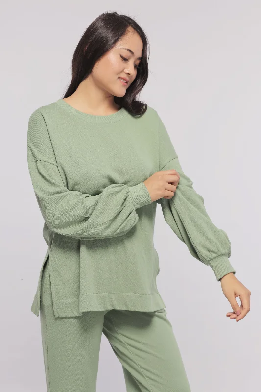 Mint Green Terry Long Sweatshirt