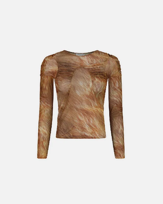 ARC LONG SLEEVE TOP BROWN FUR