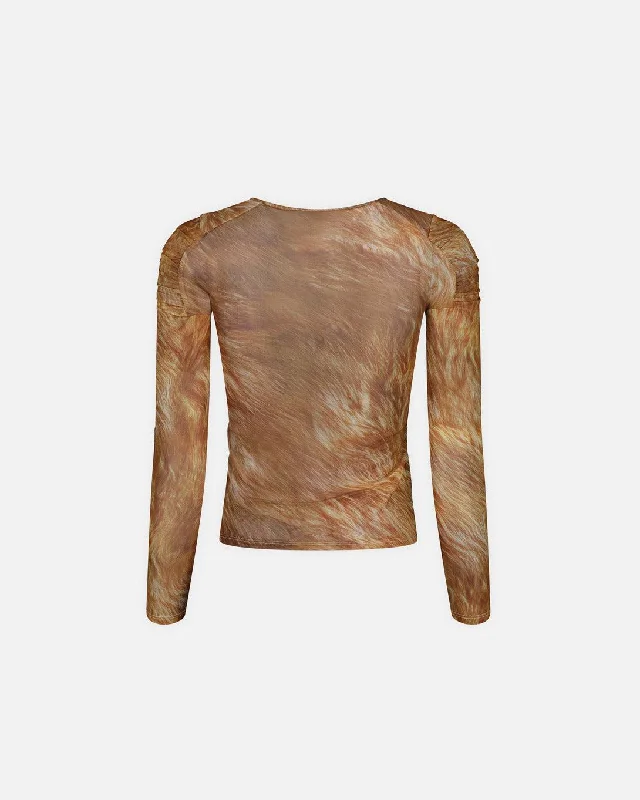 ARC LONG SLEEVE TOP BROWN FUR