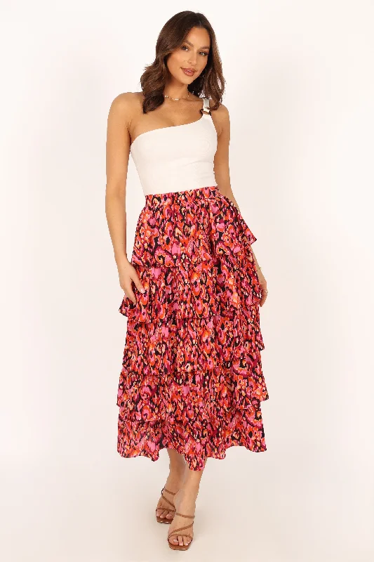 Carlotta Tier Midi Skirt - Multi