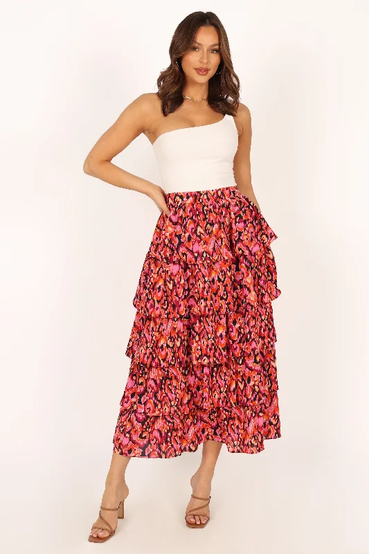 Carlotta Tier Midi Skirt - Multi