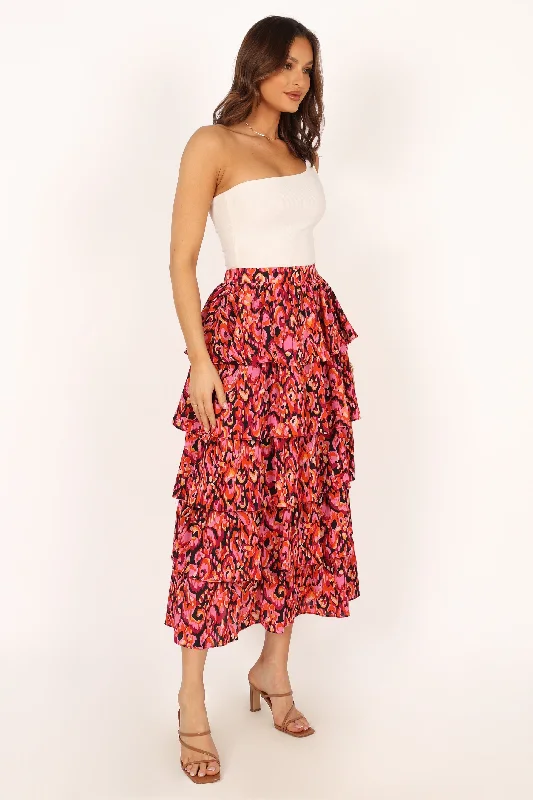 Carlotta Tier Midi Skirt - Multi