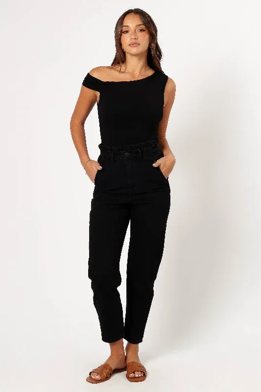 Cooper Paperbag Waist Jean - Black