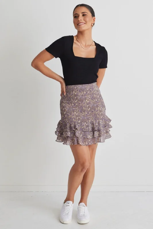 Darling Violet Smudge Triple Frill Mini Skirt