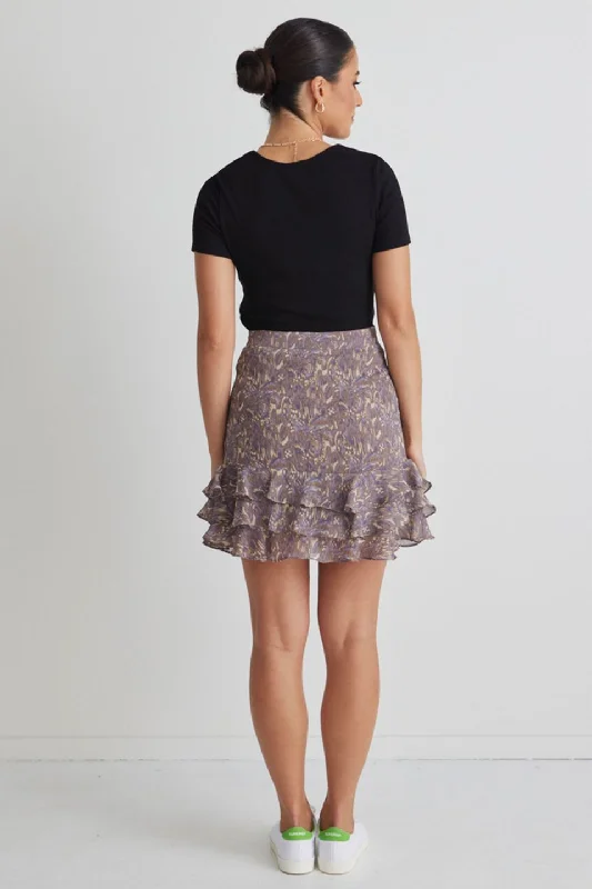 Darling Violet Smudge Triple Frill Mini Skirt