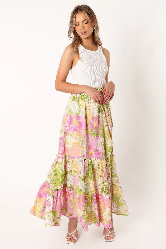 Doja Maxi Skirt - Pink Green