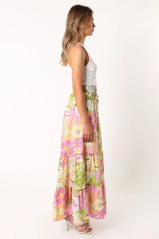 Doja Maxi Skirt - Pink Green