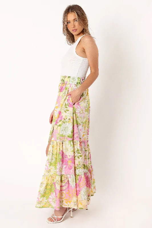 Doja Maxi Skirt - Pink Green