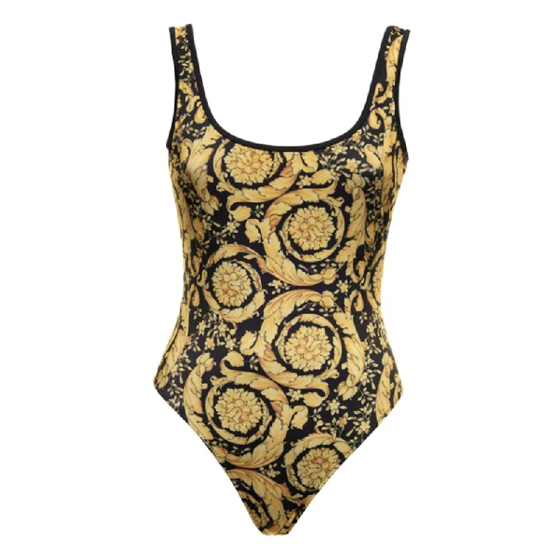 Female Retro Swimsuit Gold Backless Swimwear