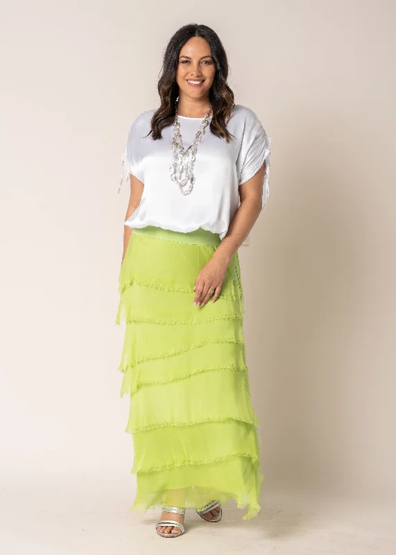 Fifi Silk Skirt in Lime Splice