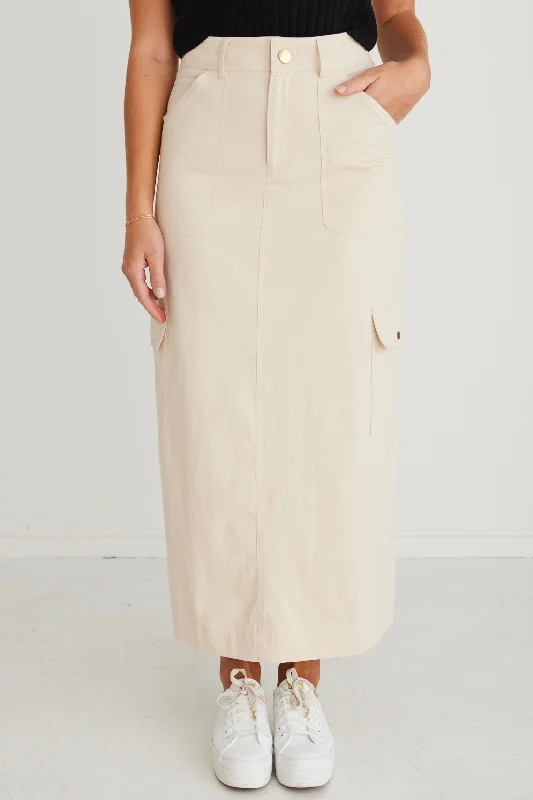 Frank Ivory Cotton Utility Midi Skirt