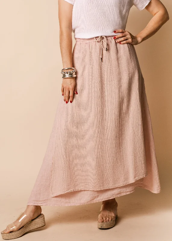 Livy Linen Blend Skirt in Blush