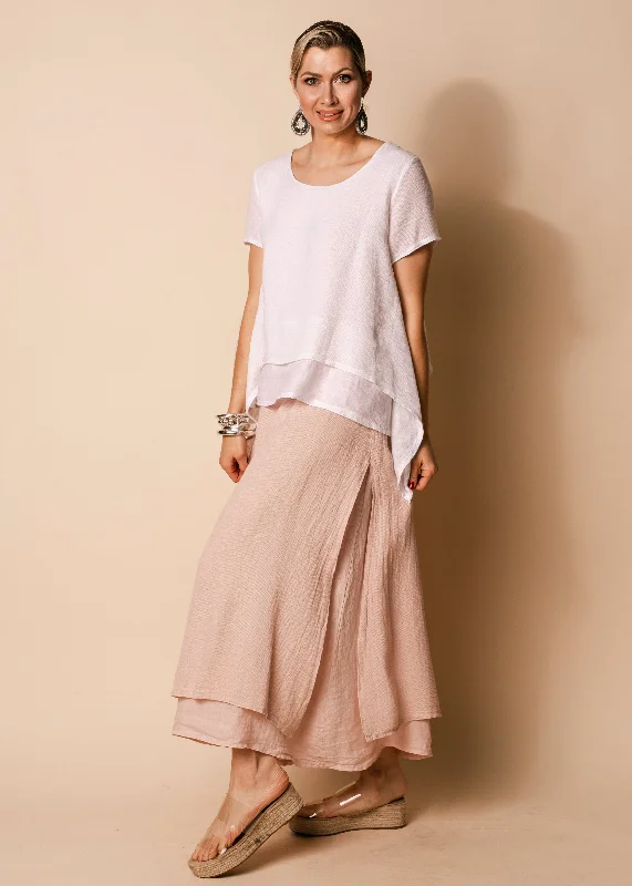 Livy Linen Blend Skirt in Blush